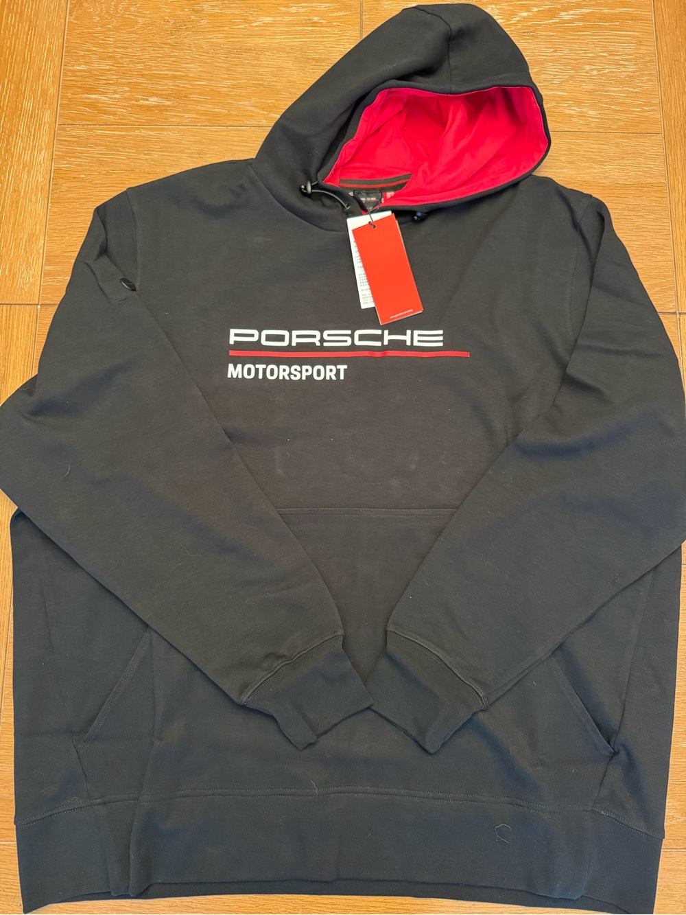 Porsche Design Black Hoodie with Red Hood Lining